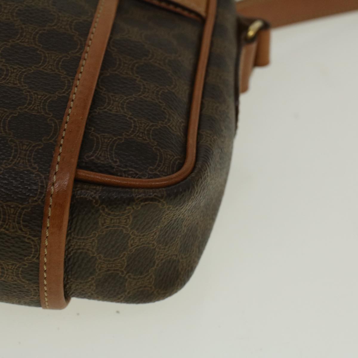 CELINE Macadam Canvas Shoulder Bag PVC Leather Brown Auth 58514