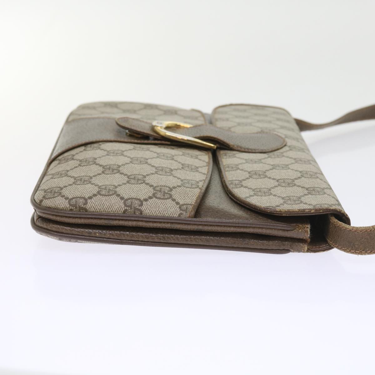 GUCCI GG Supreme Shoulder Bag PVC Leather Beige Auth 58524