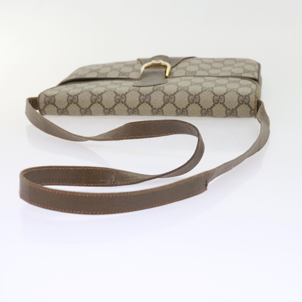 GUCCI GG Supreme Shoulder Bag PVC Leather Beige Auth 58524