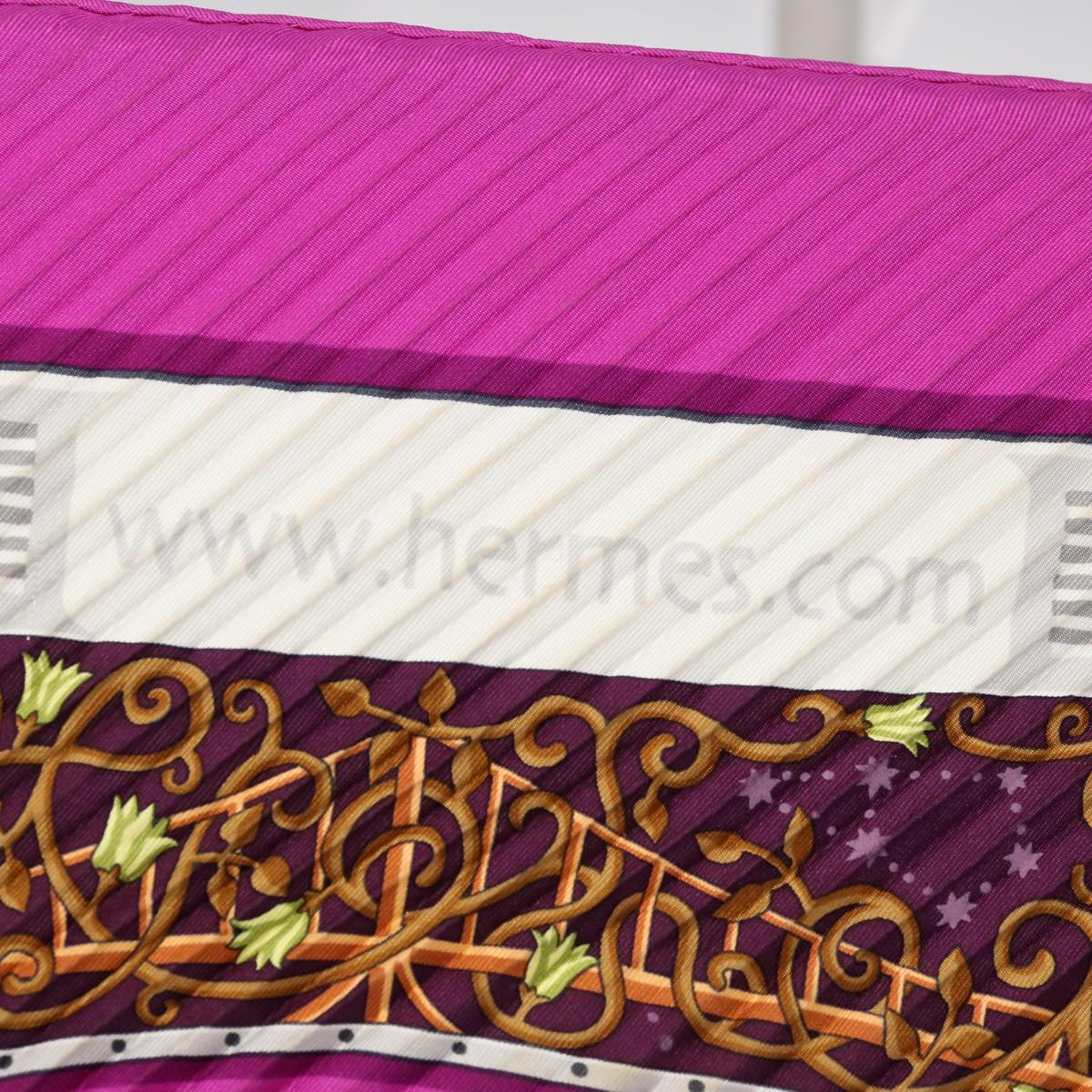 HERMES Carre Pleated www.hermes.com Scarf Silk Pink Purple Auth 58530