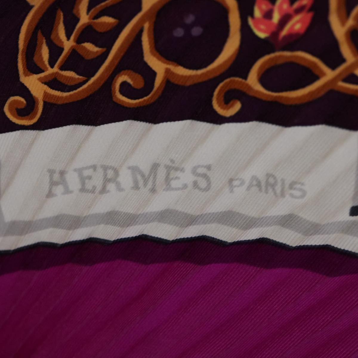 HERMES Carre Pleated www.hermes.com Scarf Silk Pink Purple Auth 58530