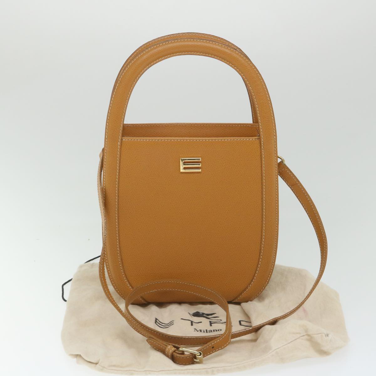 ETRO Hand Bag Leather 2way Brown Auth 58576