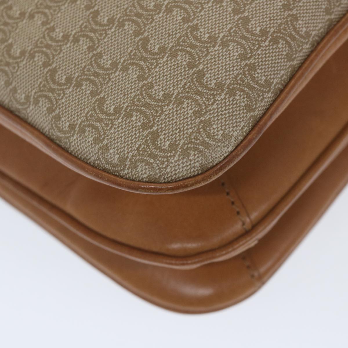 CELINE Macadam Canvas Shoulder Bag Beige Auth 58580