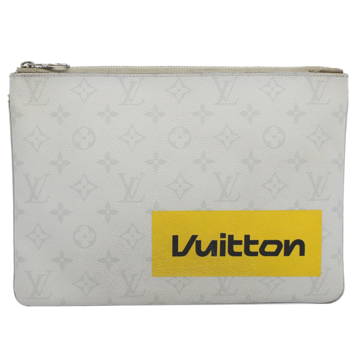 LOUIS VUITTON Monogram White Zipped Pouch GM Clutch Bag M68310 LV Auth 58589