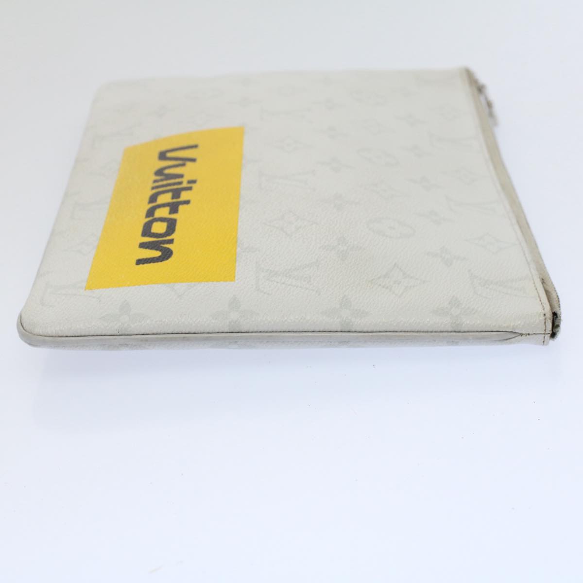 LOUIS VUITTON Monogram White Zipped Pouch GM Clutch Bag M68310 LV Auth 58589