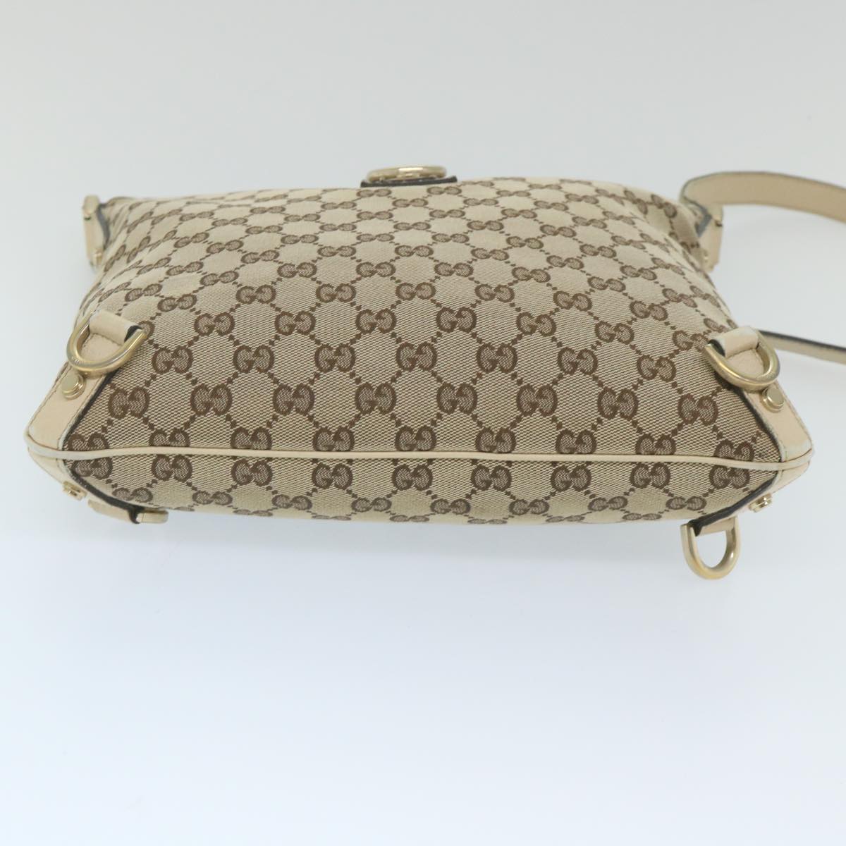 GUCCI GG Canvas Shoulder Bag Beige White 13126 Auth 58612