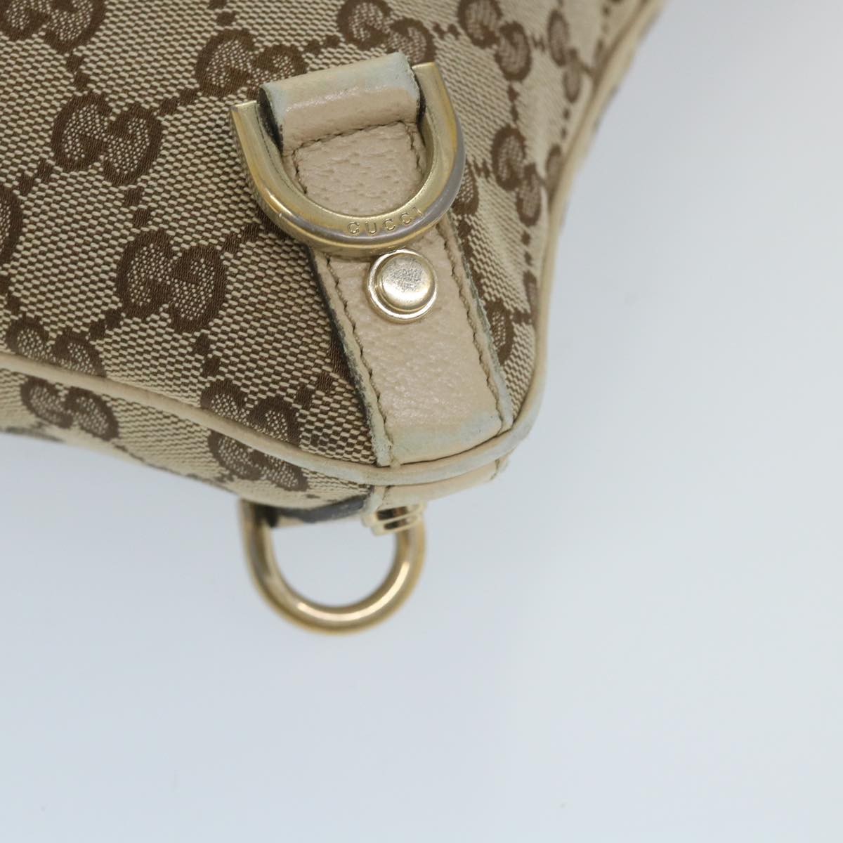 GUCCI GG Canvas Shoulder Bag Beige White 13126 Auth 58612