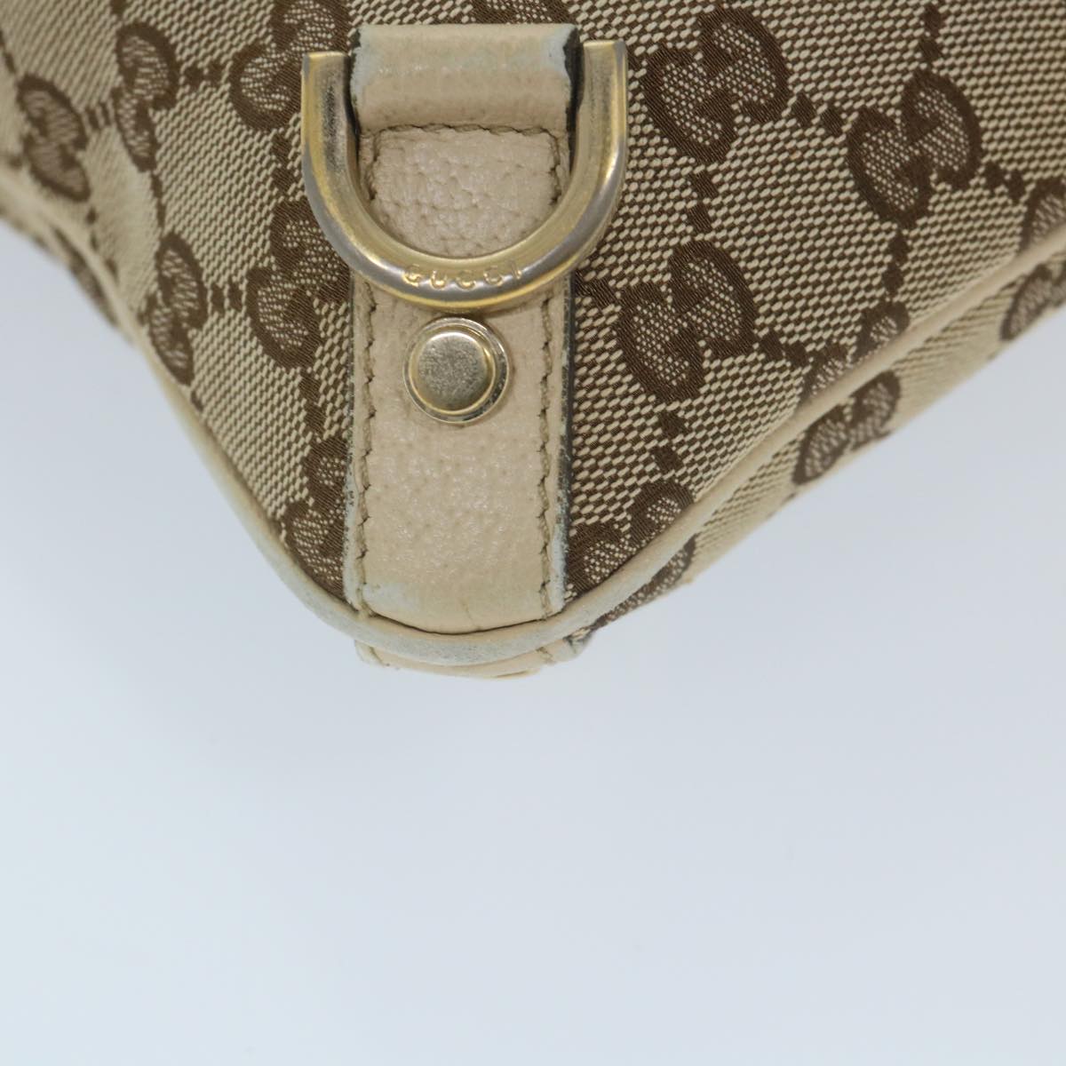 GUCCI GG Canvas Shoulder Bag Beige White 13126 Auth 58612