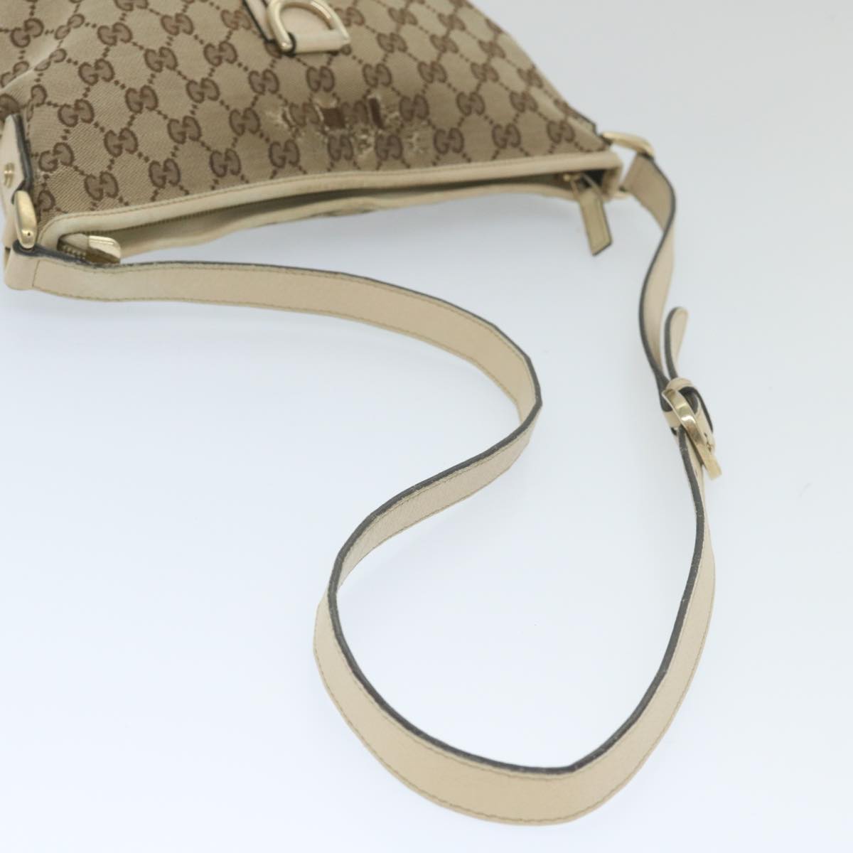 GUCCI GG Canvas Shoulder Bag Beige White 13126 Auth 58612