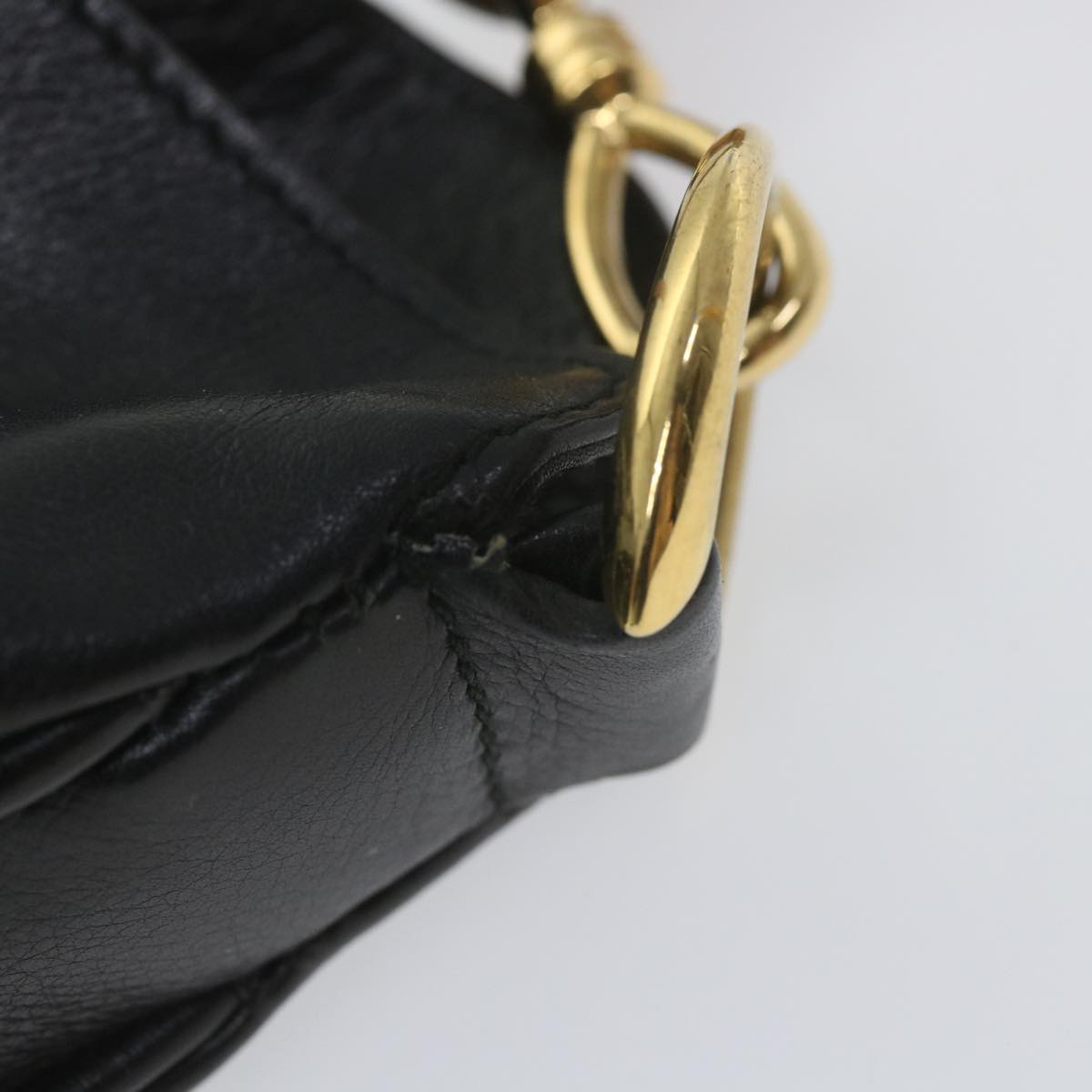 GUCCI Bamboo Shoulder Bag Leather 2way Black 001 2854 1577 Auth 58617