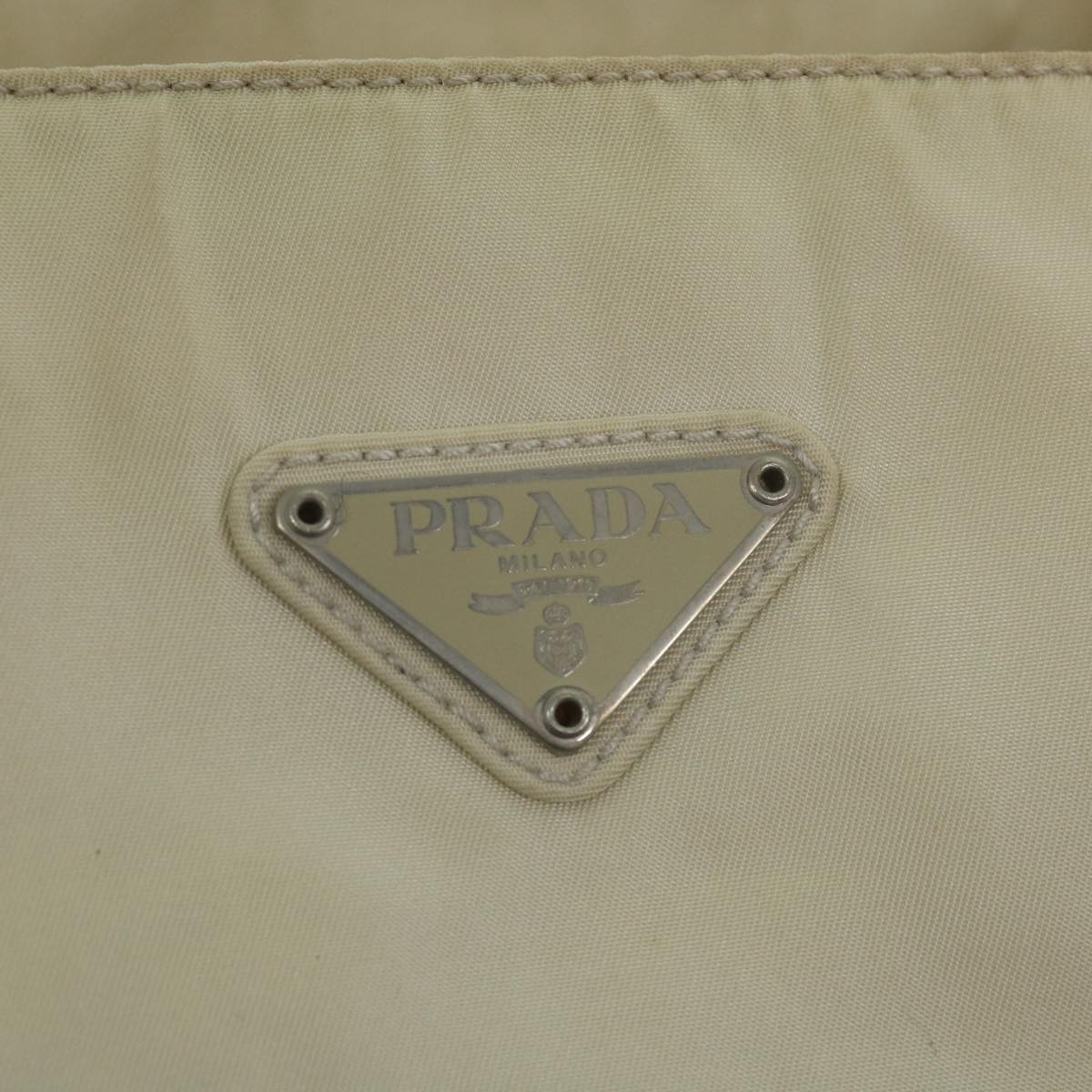 PRADA Hand Bag Nylon Beige Auth 58619