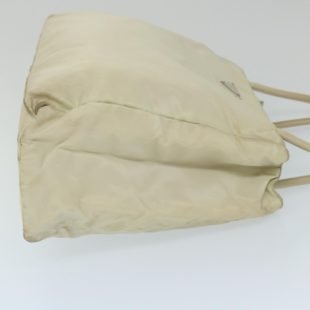 PRADA Hand Bag Nylon Beige Auth 58619