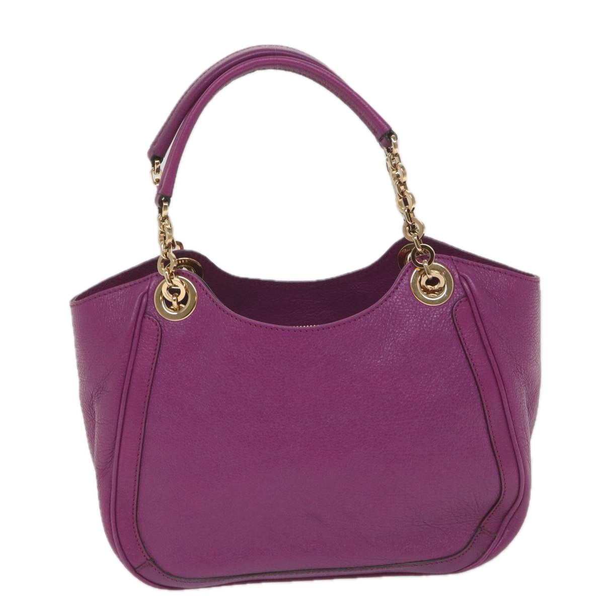 Salvatore Ferragamo Gancini Chain Tote Bag Leather Purple Auth 58628 - 0