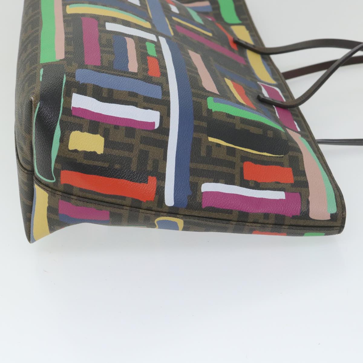 FENDI Zucca Canvas Tote Bag PVC Leather Brown Multicolor Auth 58632