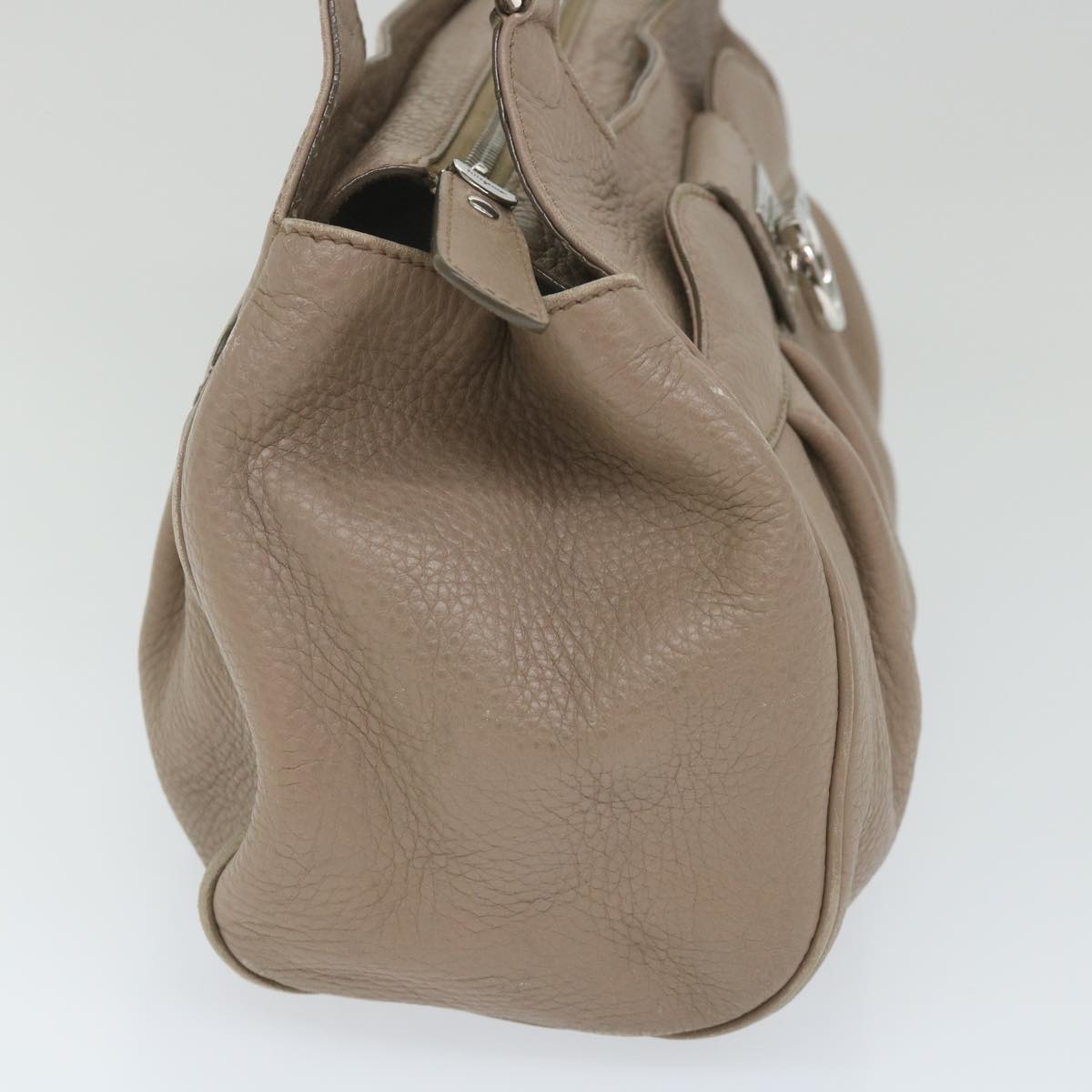 Salvatore Ferragamo Gancini Shoulder Bag Leather Beige Pink Auth 58633