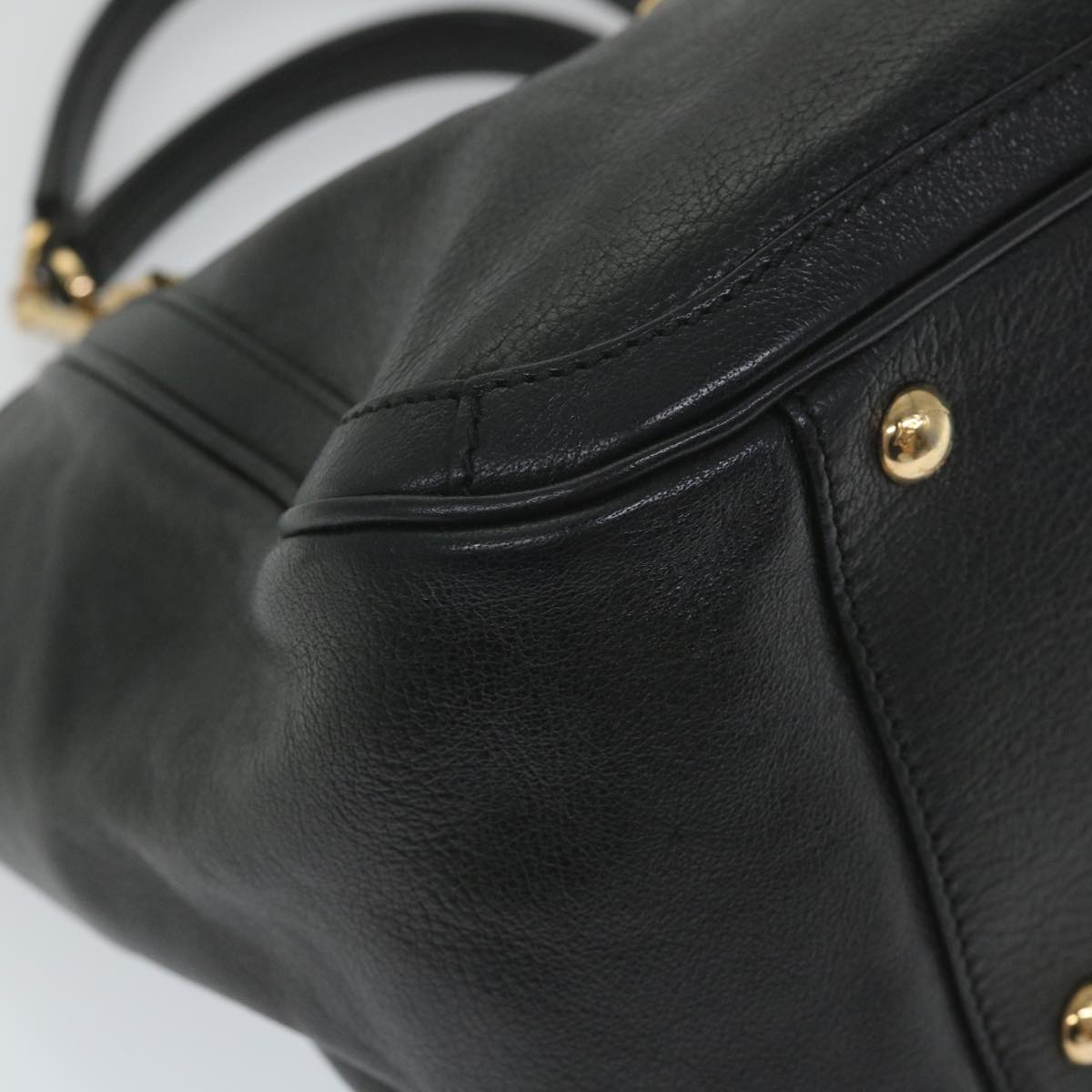 Salvatore Ferragamo Gancini Chain Tote Bag Leather Black Auth 58636