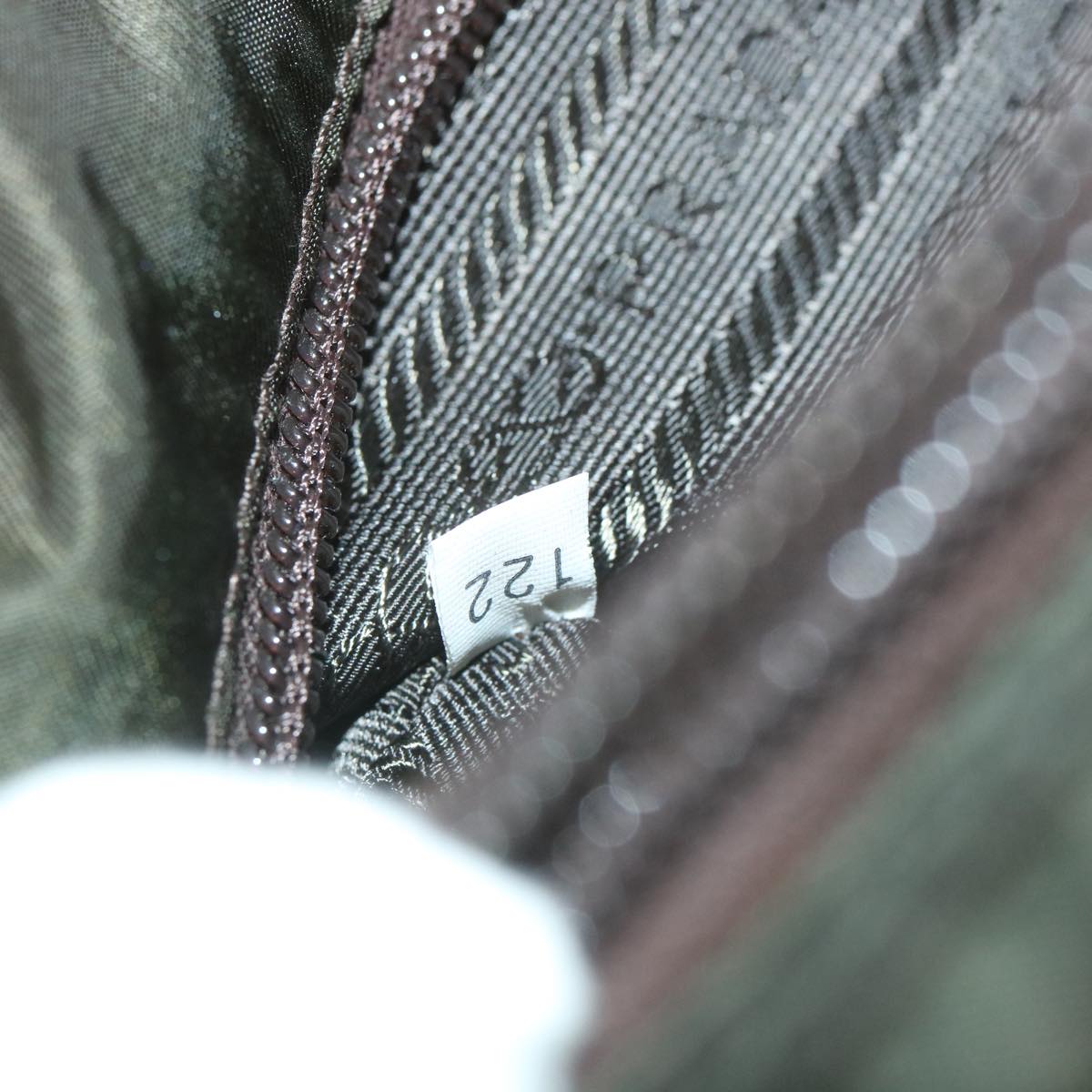 PRADA Shoulder Bag Nylon Leather Khaki Auth 58683