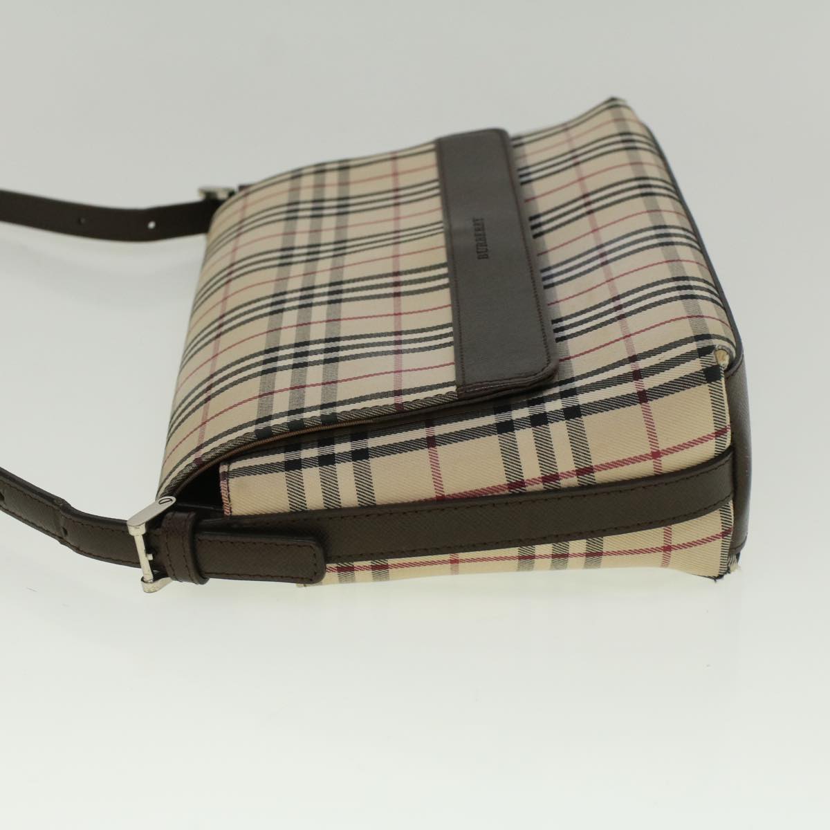 BURBERRY Nova Check Shoulder Bag Nylon Canvas Beige Auth 58706