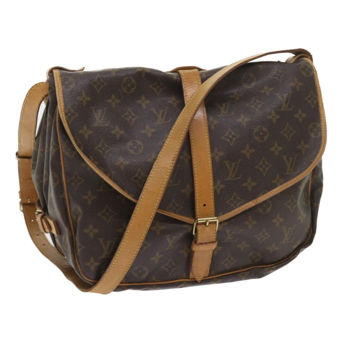 LOUIS VUITTON Monogram Saumur 35 Shoulder Bag M42254 LV Auth 58743