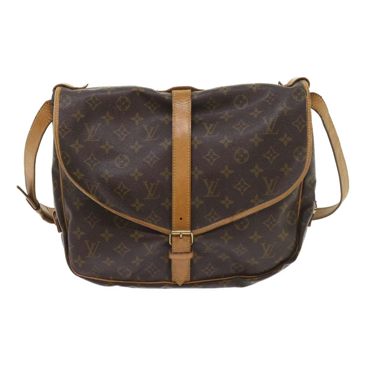 LOUIS VUITTON Monogram Saumur 35 Shoulder Bag M42254 LV Auth 58743