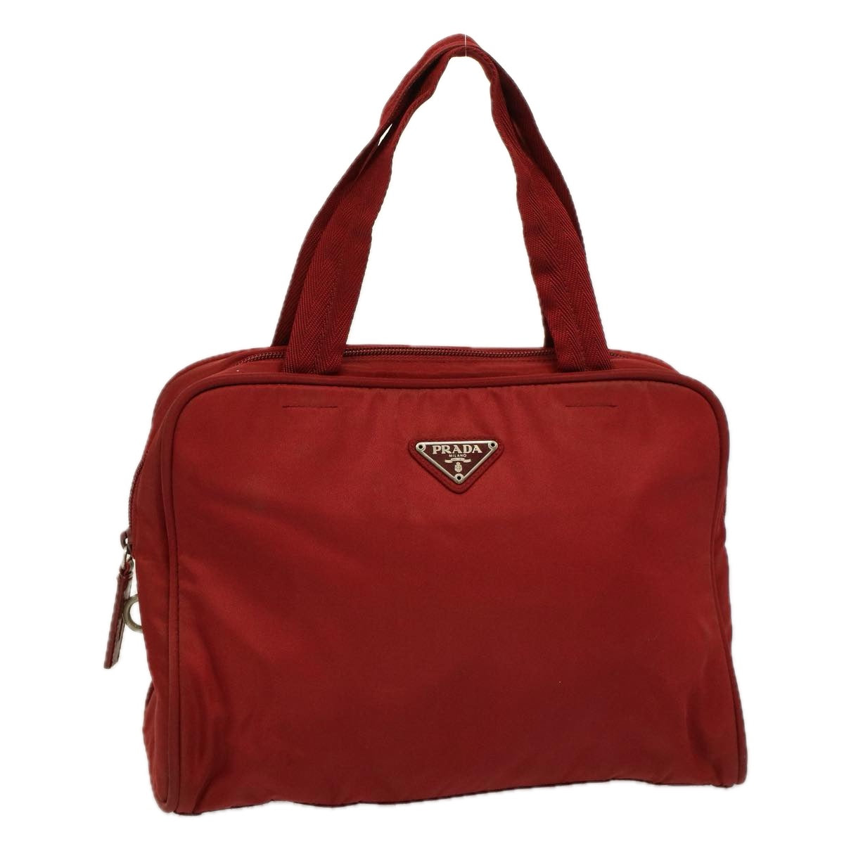 PRADA Hand Bag Nylon Red Auth 58767