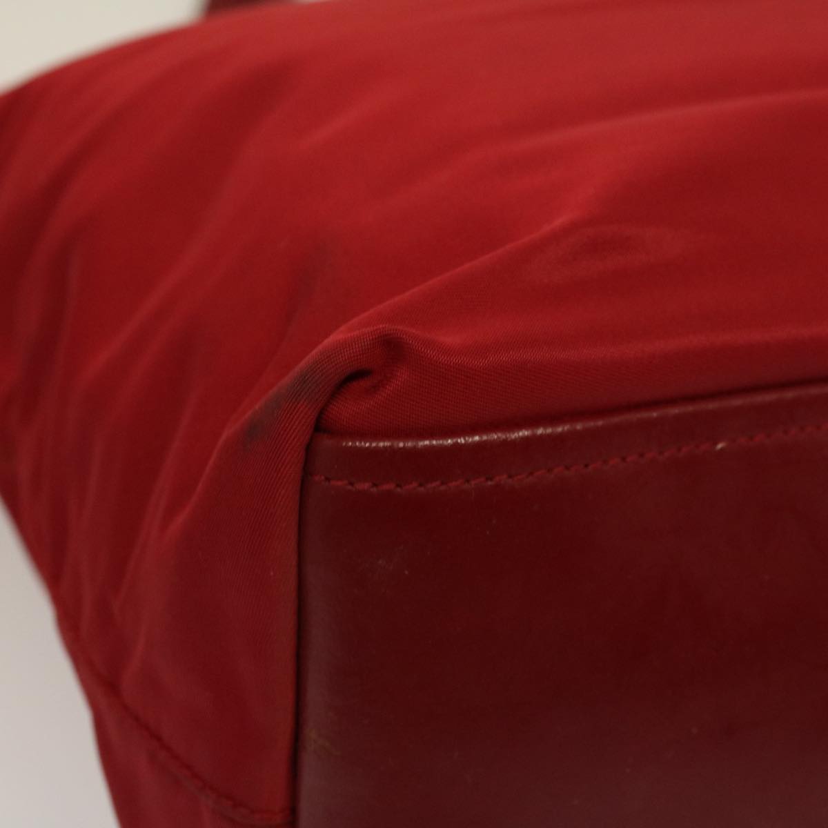 PRADA Hand Bag Nylon Red Auth 58778