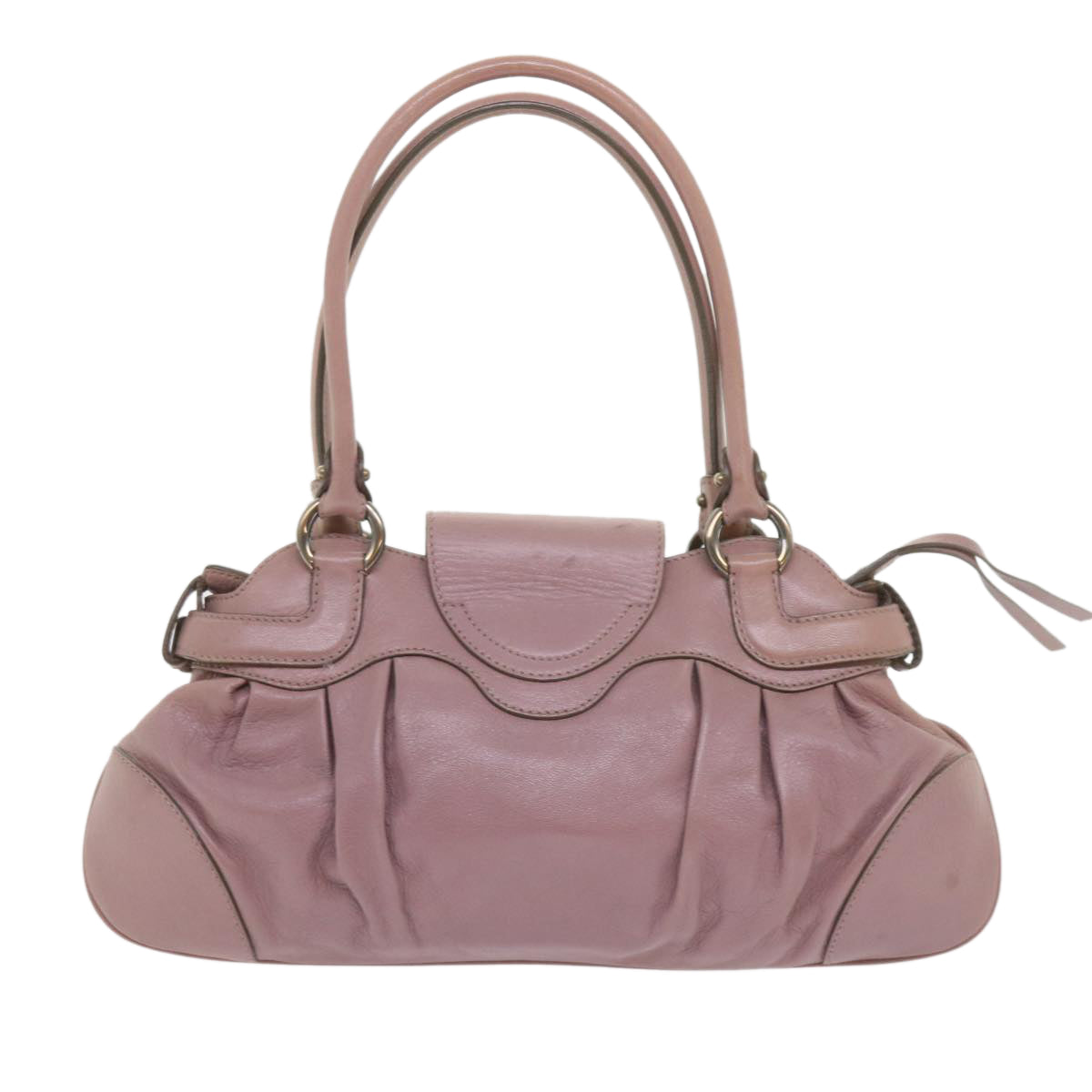 Salvatore Ferragamo Gancini Hand Bag Leather Pink Auth 58779 - 0