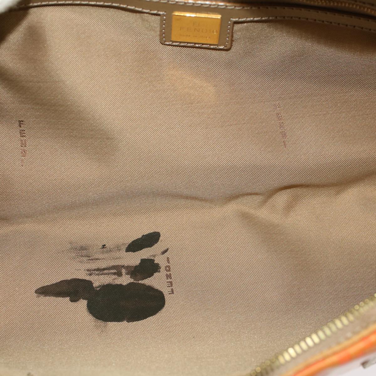 FENDI Zucchino Canvas Hand Bag Coated Canvas Orange Auth 58780