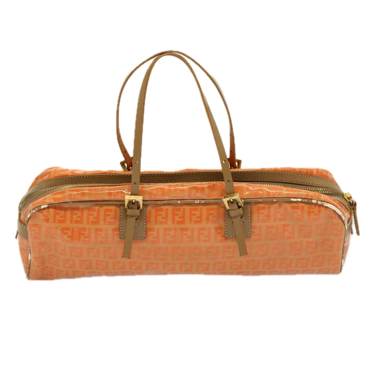 FENDI Zucchino Canvas Hand Bag Coated Canvas Orange Auth 58780 - 0