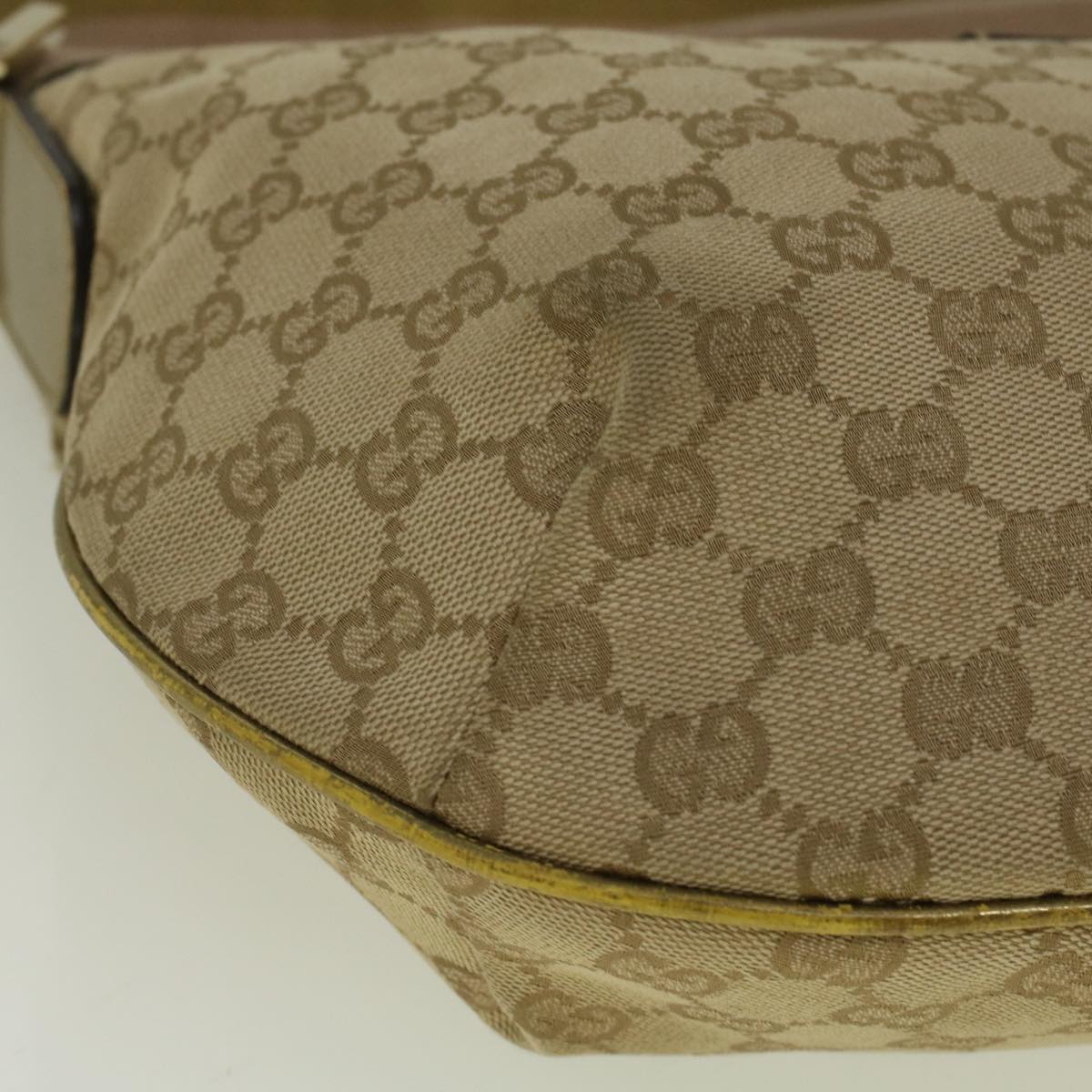 GUCCI GG Canvas Sherry Line Shoulder Bag Beige Gold 181092 Auth 58807