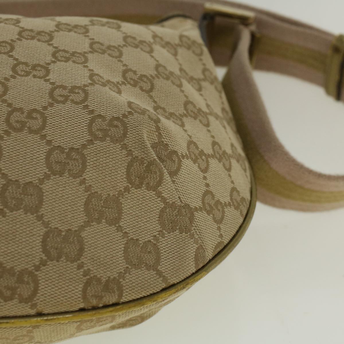 GUCCI GG Canvas Sherry Line Shoulder Bag Beige Gold 181092 Auth 58807