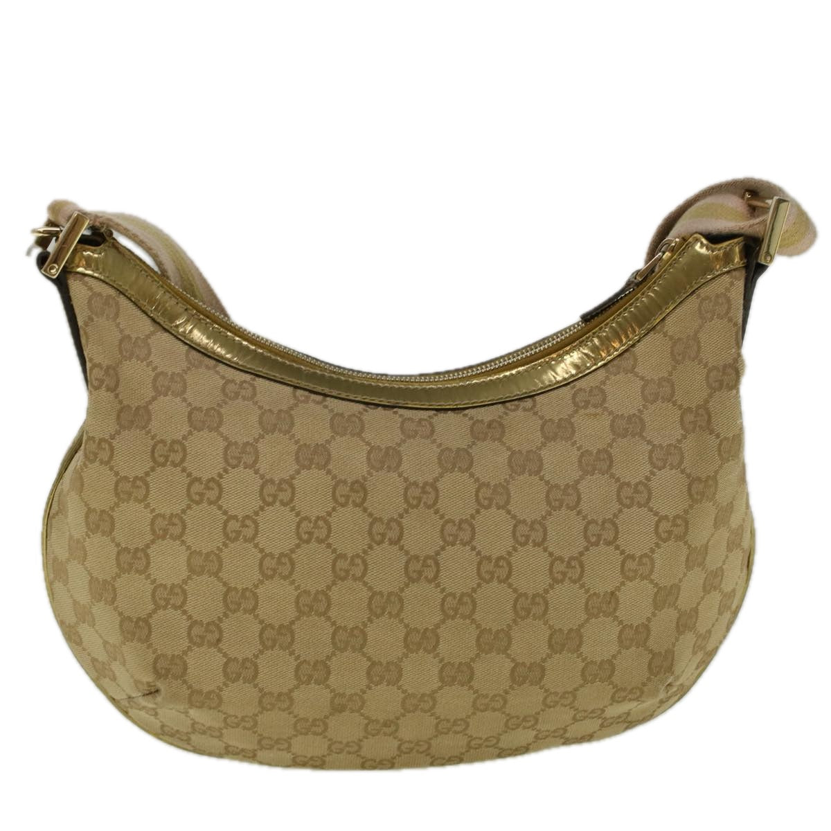 GUCCI GG Canvas Sherry Line Shoulder Bag Beige Gold 181092 Auth 58807