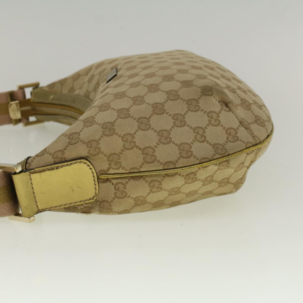 GUCCI GG Canvas Sherry Line Shoulder Bag Beige Gold 181092 Auth 58807