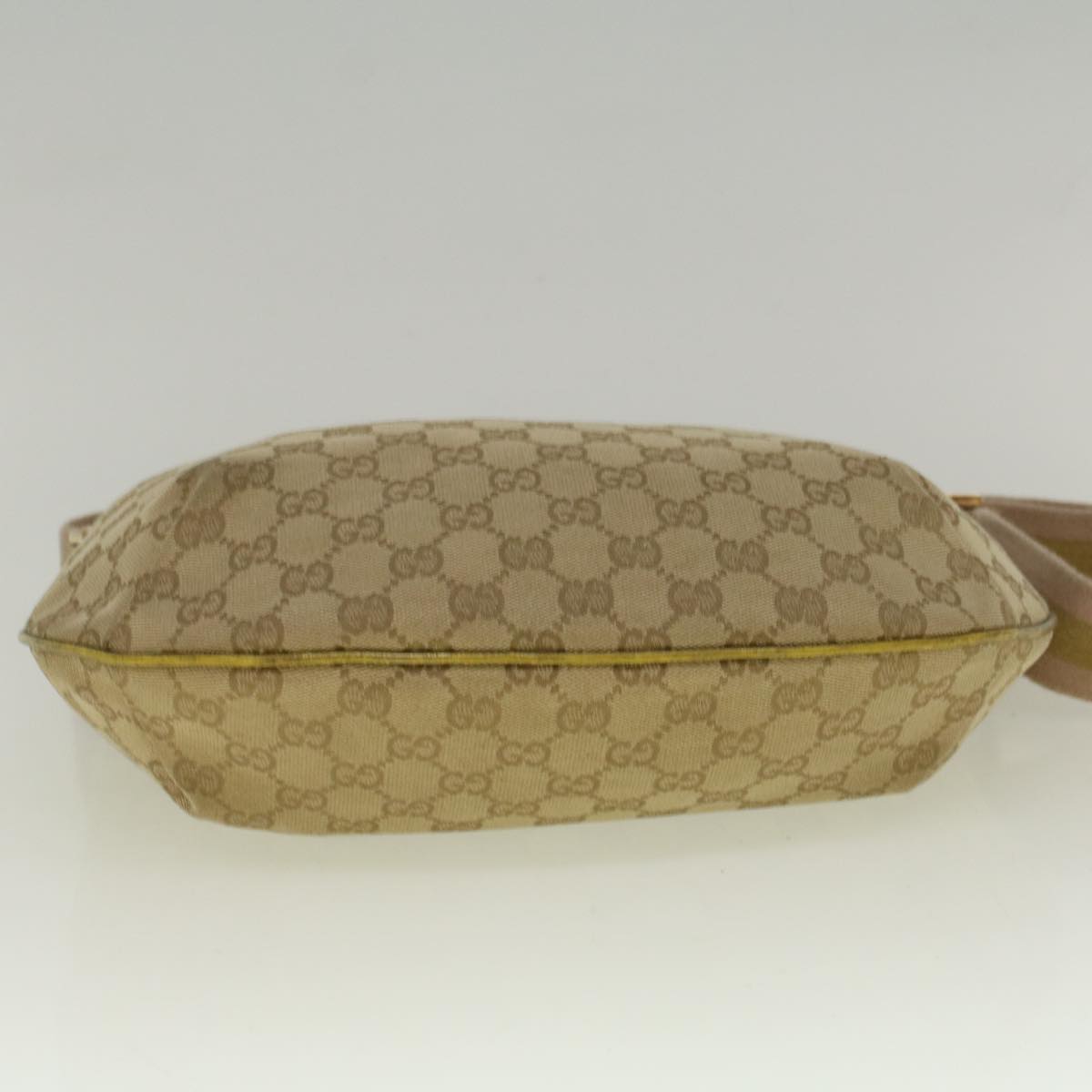 GUCCI GG Canvas Sherry Line Shoulder Bag Beige Gold 181092 Auth 58807