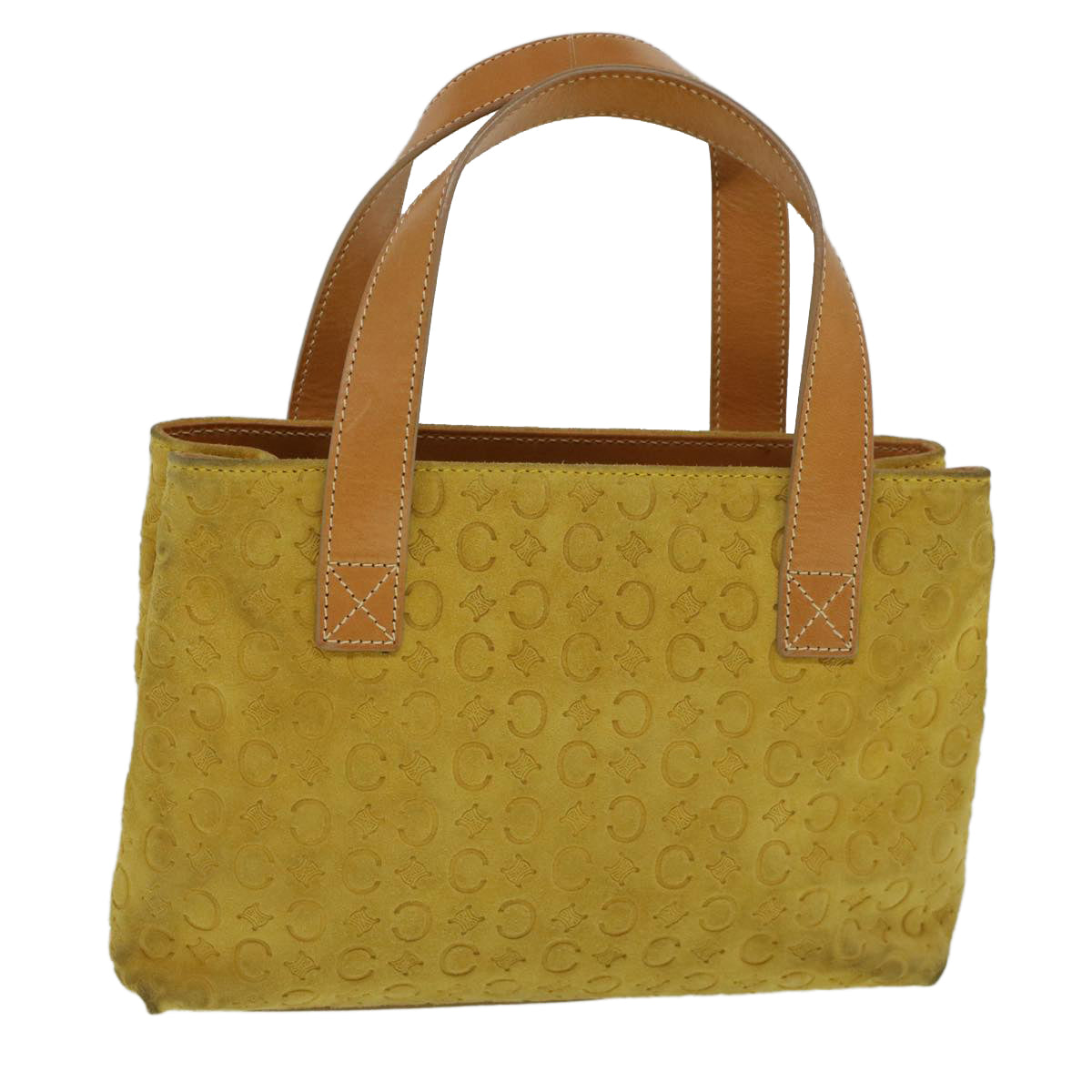 CELINE C Macadam Canvas Hand Bag Yellow Auth 58815