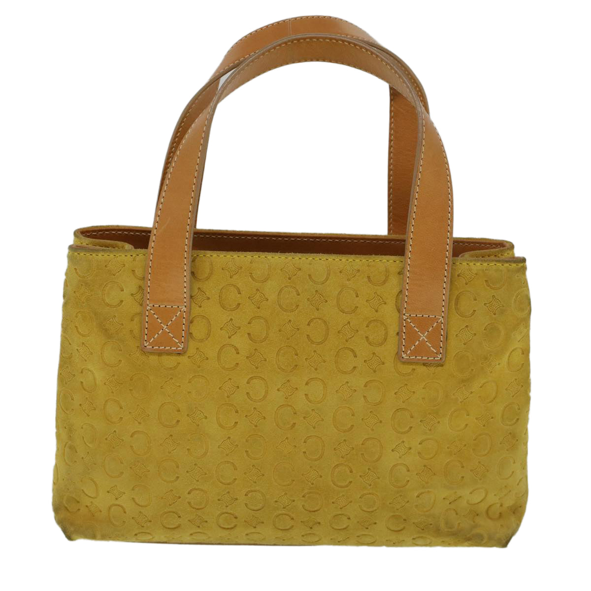 CELINE C Macadam Canvas Hand Bag Yellow Auth 58815