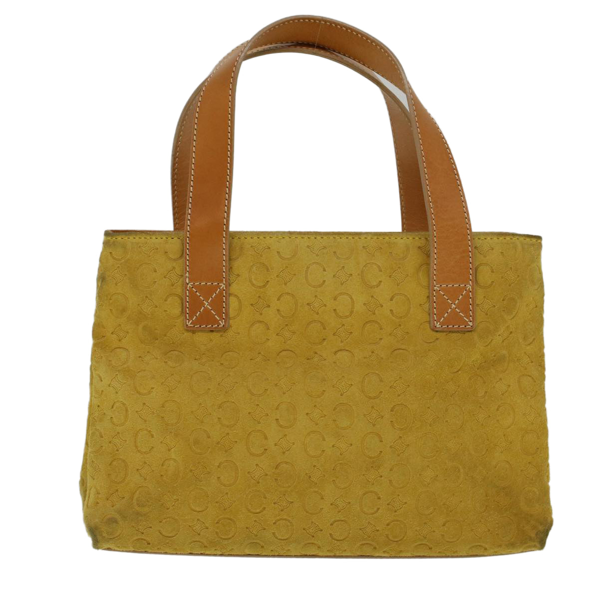 CELINE C Macadam Canvas Hand Bag Yellow Auth 58815