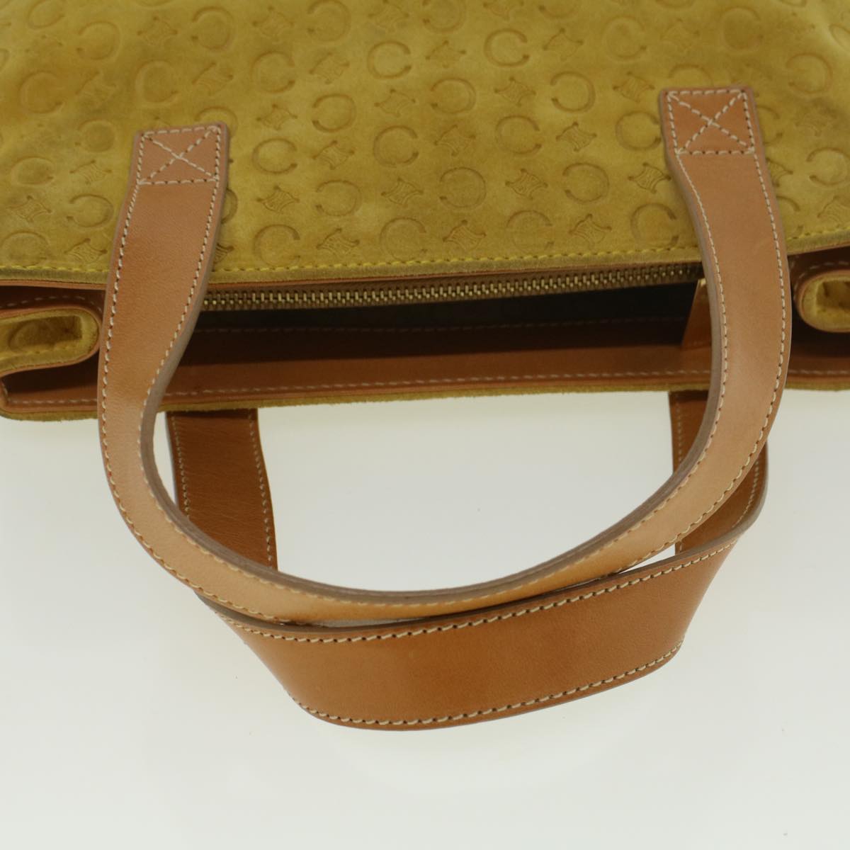 CELINE C Macadam Canvas Hand Bag Yellow Auth 58815