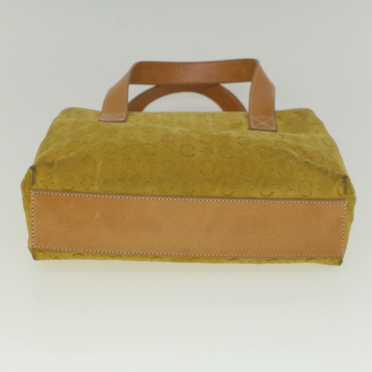 CELINE C Macadam Canvas Hand Bag Yellow Auth 58815