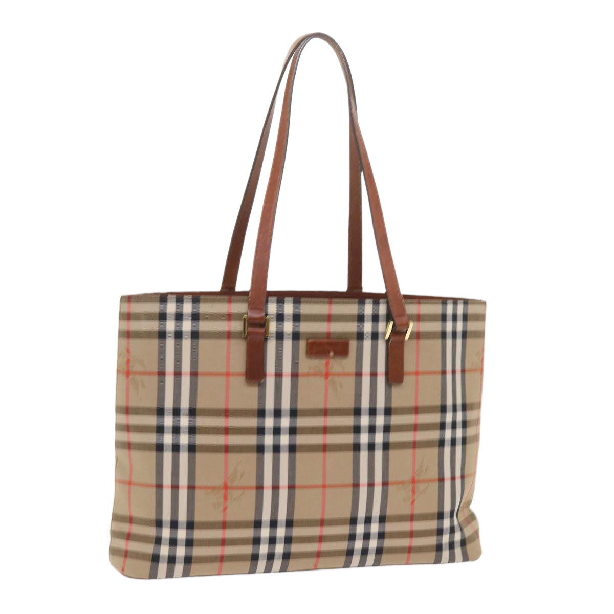 BURBERRY Nova Check Tote Bag Canvas Beige Auth 58818