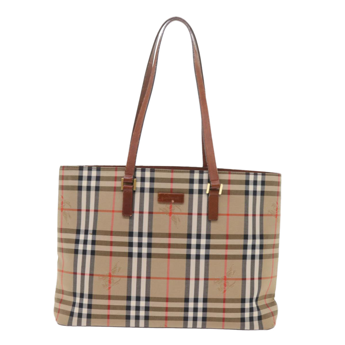 BURBERRY Nova Check Tote Bag Canvas Beige Auth 58818