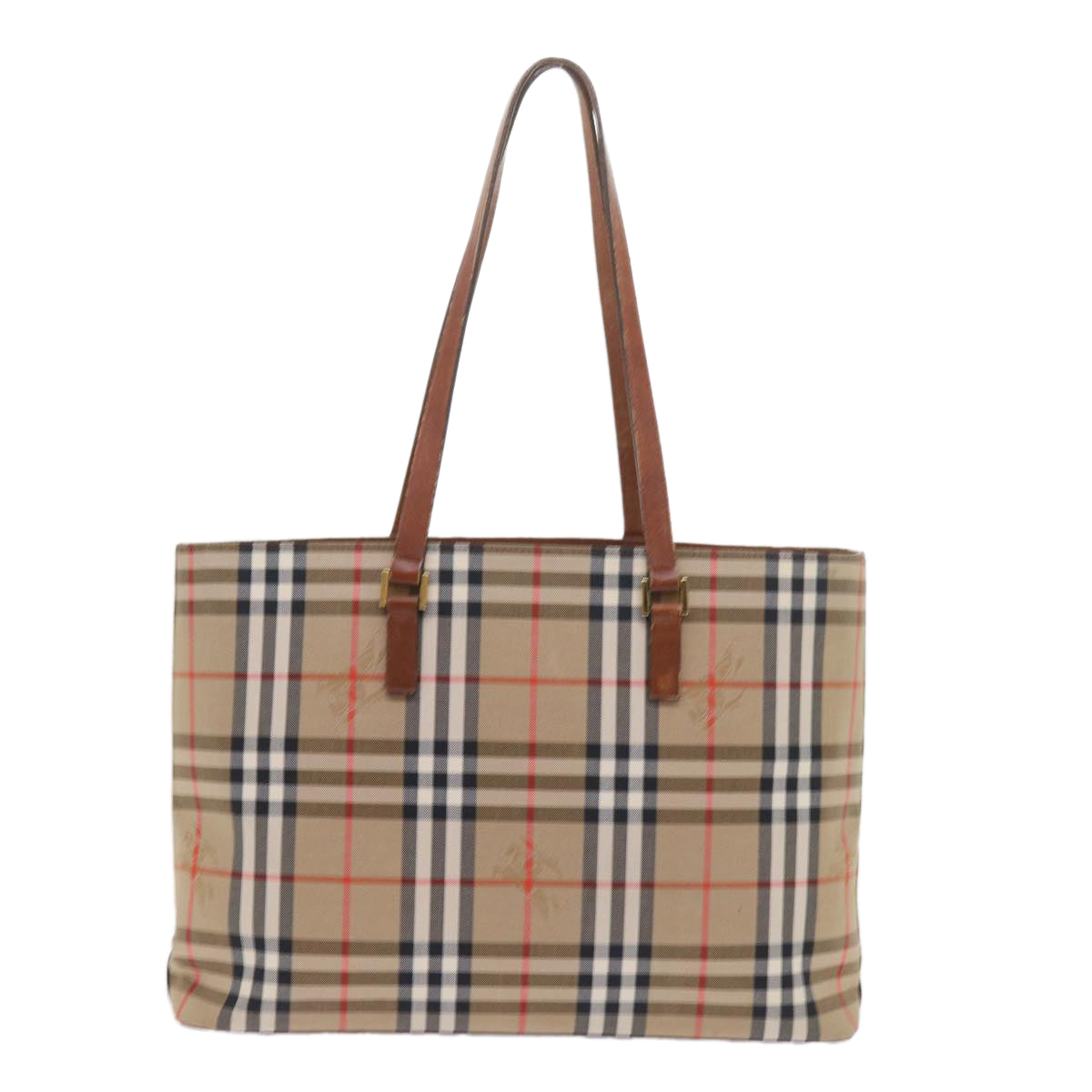 BURBERRY Nova Check Tote Bag Canvas Beige Auth 58818 - 0