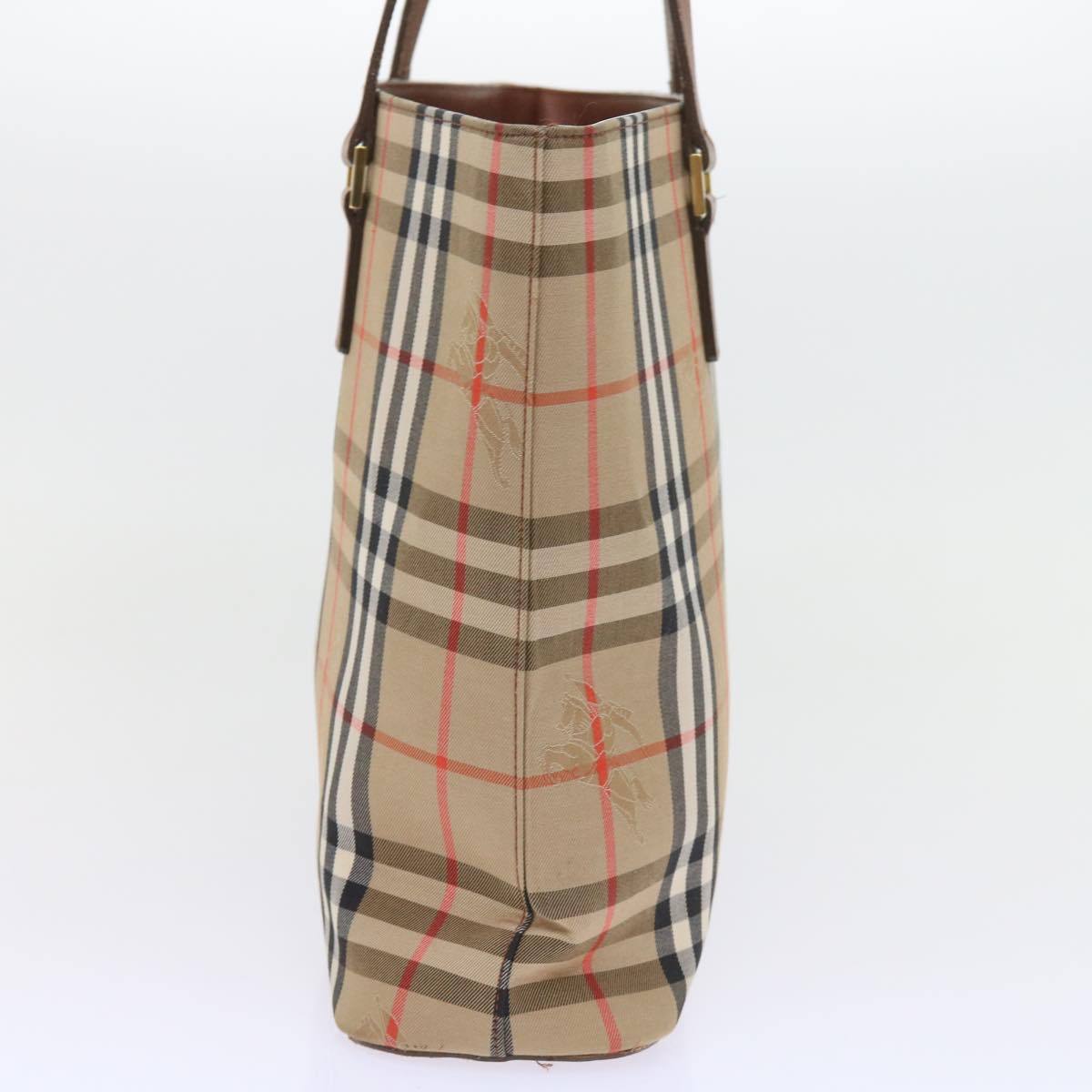 BURBERRY Nova Check Tote Bag Canvas Beige Auth 58818