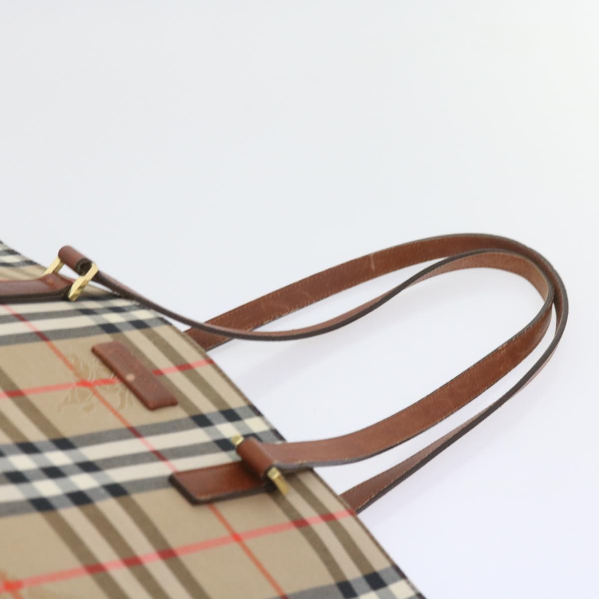 BURBERRY Nova Check Tote Bag Canvas Beige Auth 58818