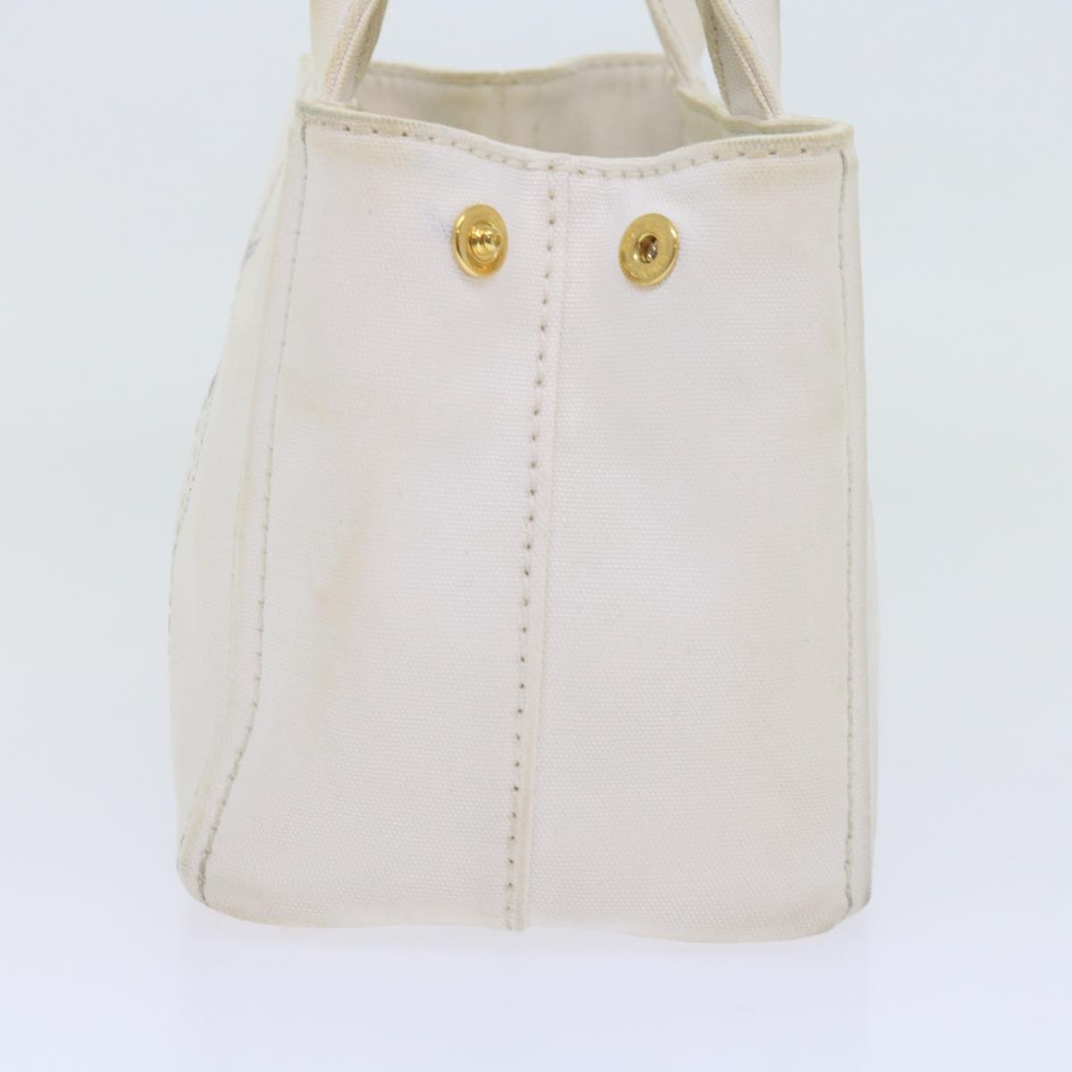 PRADA Canapa PM Hand Bag Canvas 2way White Auth 58823