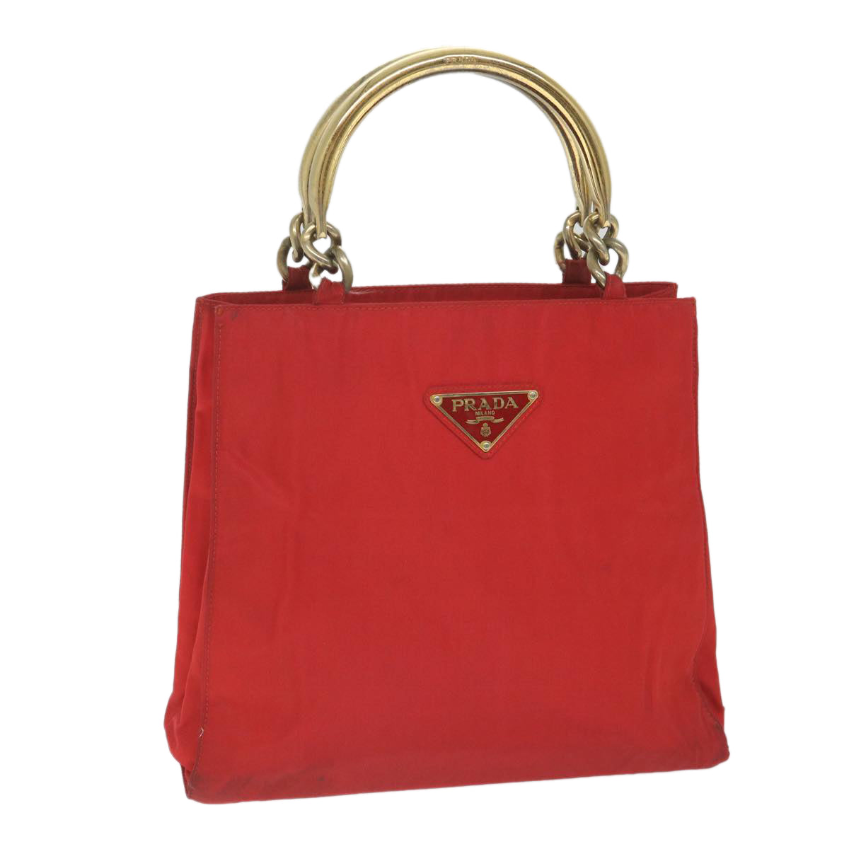 PRADA Hand Bag Nylon Red Auth 58828