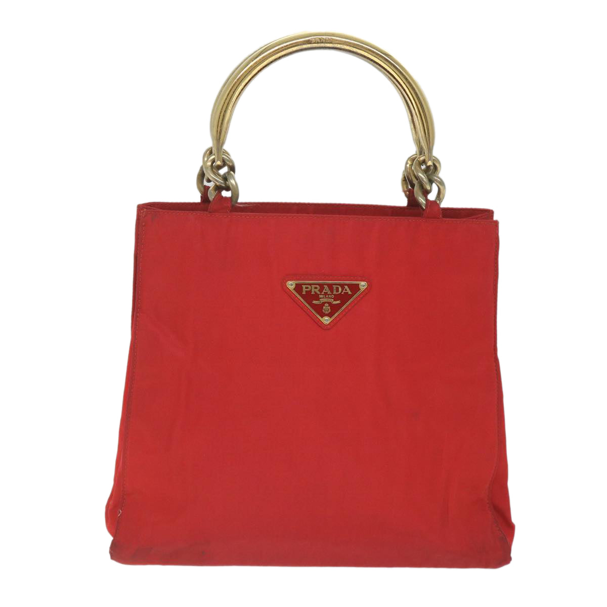 PRADA Hand Bag Nylon Red Auth 58828