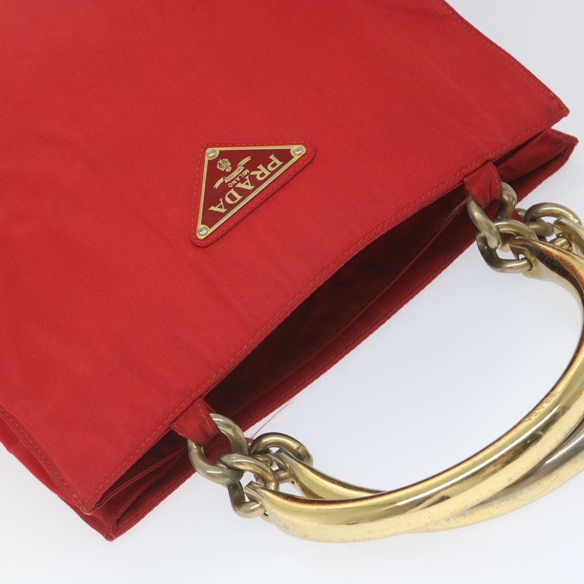 PRADA Hand Bag Nylon Red Auth 58828