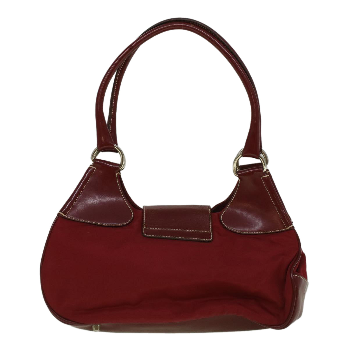 PRADA Hand Bag Nylon Leather Red Auth 58916 - 0