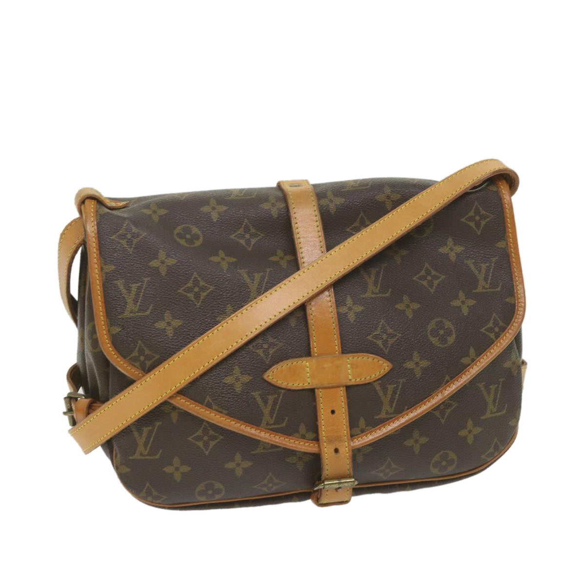 LOUIS VUITTON Monogram Saumur 30 Shoulder Bag M42256 LV Auth 58948